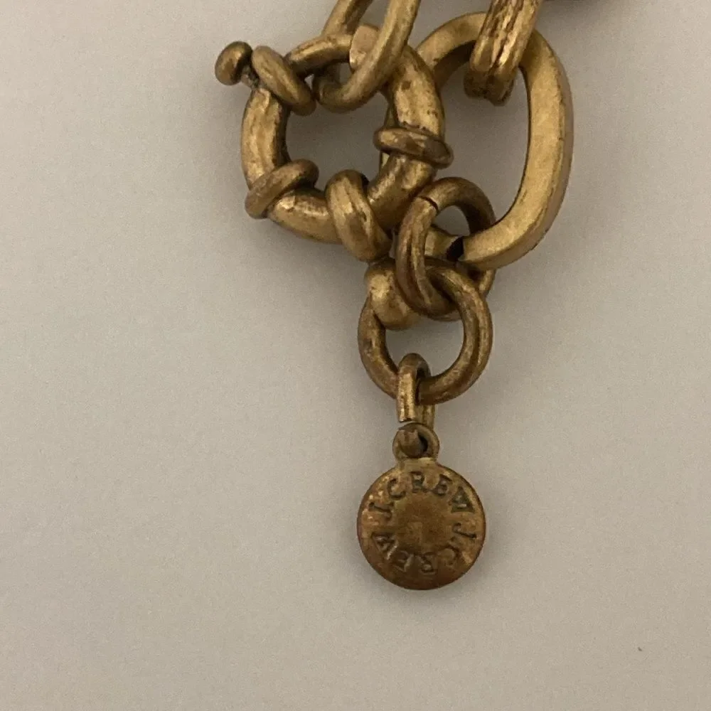 J. Crew Signed Bib Necklace on Oversized Antiqued Goldtone chain.